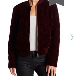 Quilted velvet bomber jacket